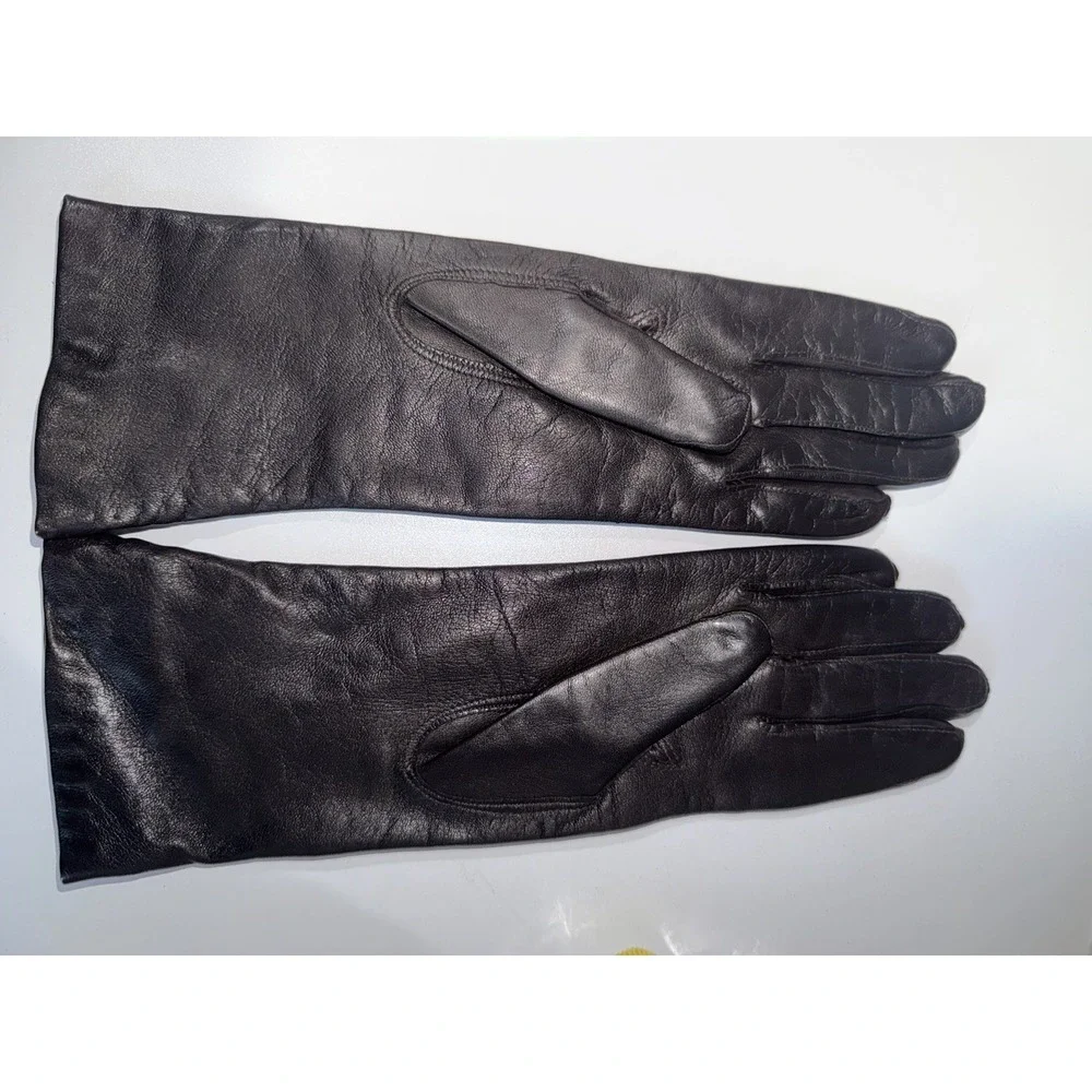 Vintage Womens Size M / 7 Black Soft Leather Formal Mid Length